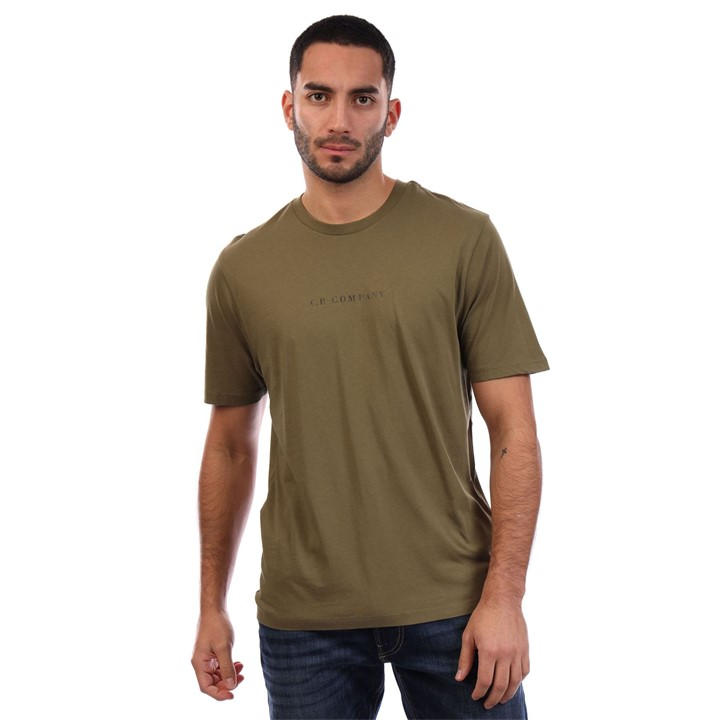 Cp Company Men's Green 30/1 Jersey Logo T-Shirt