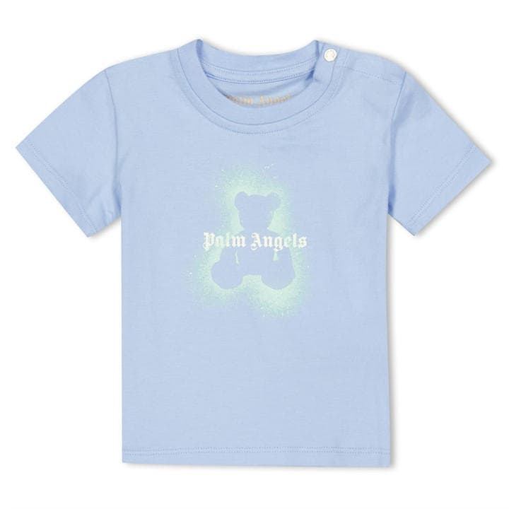 Palm Angels Boys Blue Palm Spray Bear Tee In61