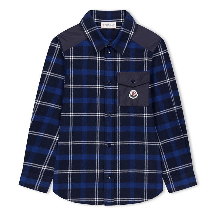 Moncler Boys Blue Flannel Shirt Juniors