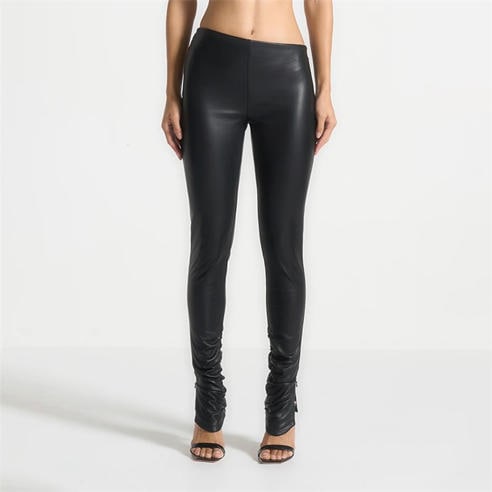 MANIERE DE VOIR - Women’s Leather Angled Waistband Leggings