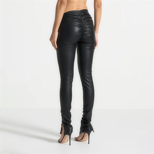 MANIERE DE VOIR - Women’s Leather Angled Waistband Leggings
