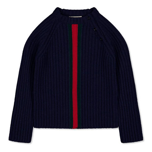 GUCCI - Kids' Striped Ribbed Knit Wool Jumper