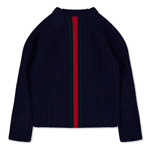 GUCCI - Kids' Striped Ribbed Knit Wool Jumper
