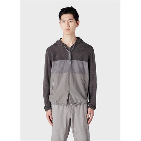Emporio Armani - Suede Colourblock Hooded Jacket