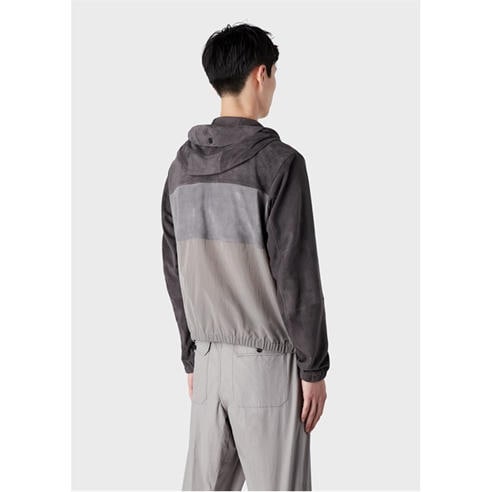 Emporio Armani - Suede Colourblock Hooded Jacket