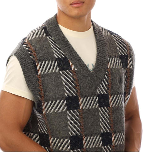 Fred Perry - Glitch Tartan Knitted Tank Top