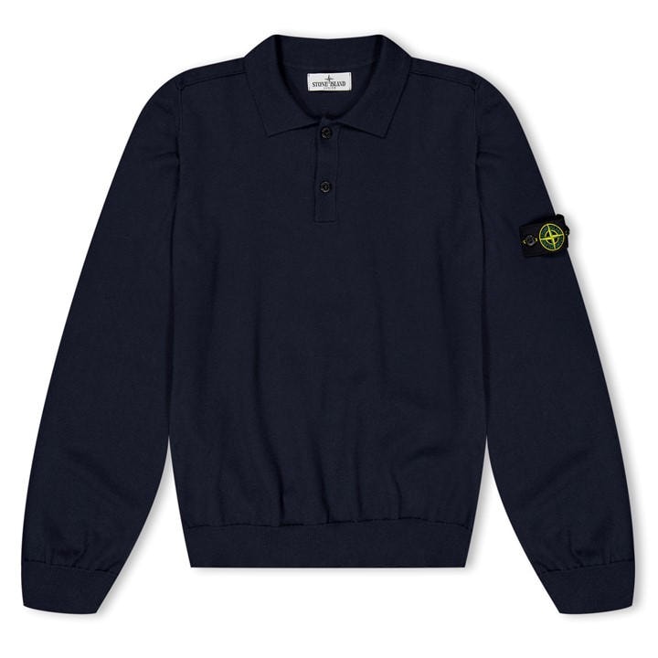 Stone Island Boys Blue ' Knitted Polo Shirt