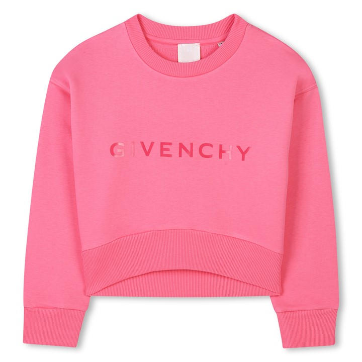 Givenchy Girls Pink Logo Cropped Crewneck Jumper Juniors - 11 - 12 Years