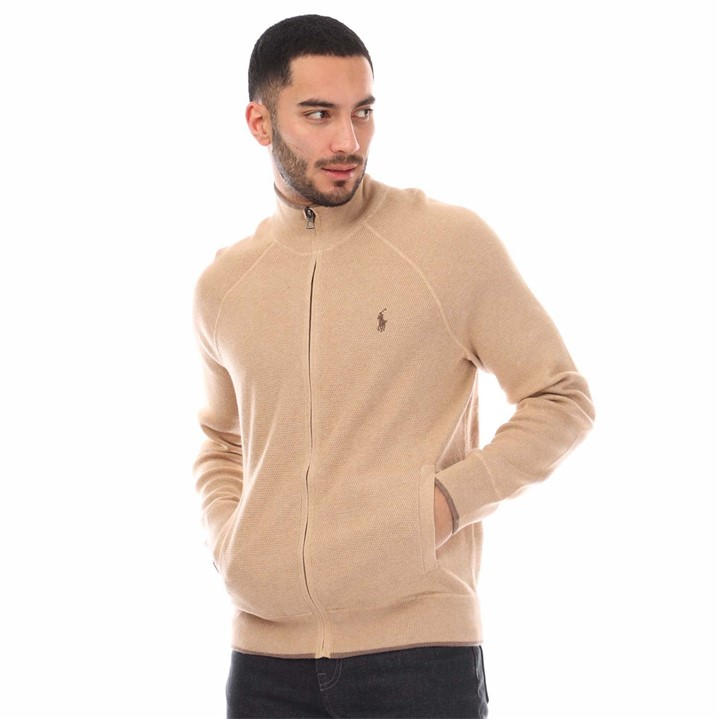 Polo Ralph Lauren Men's Brown Polo Pony Embroidery Cardigan Medium