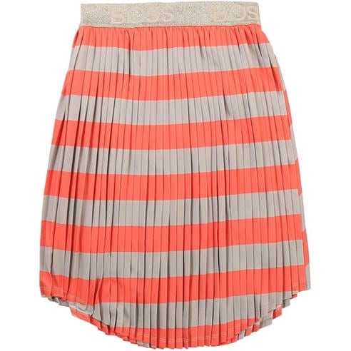 Boss - Kids Striped Pleated Skirt with Iridescent Waistband
