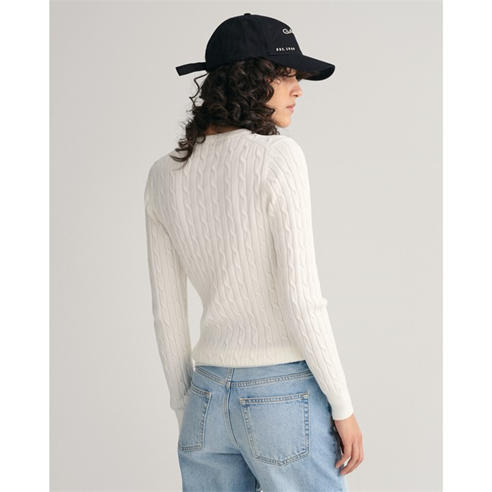 Gant - Stretch Cotton Cable Knit Crew Neck Sweater