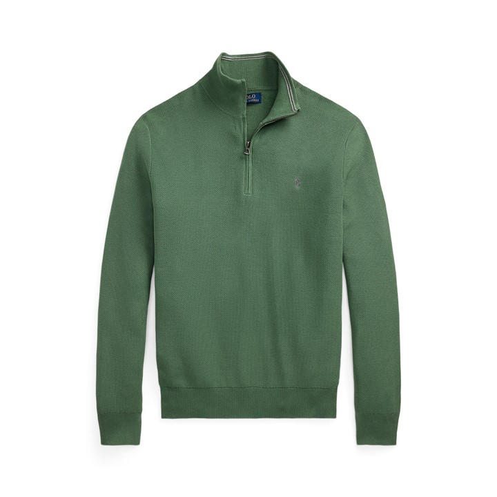 Polo Ralph Lauren Men's Green Quarter-Zip Jumper