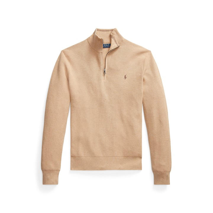 Polo Ralph Lauren Men's Beige Quarter-Zip Jumper - XL