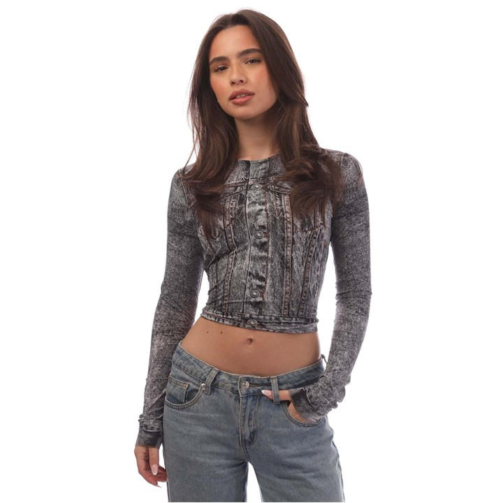 Diesel Women's Grey T-Clau-N1 Top Medium