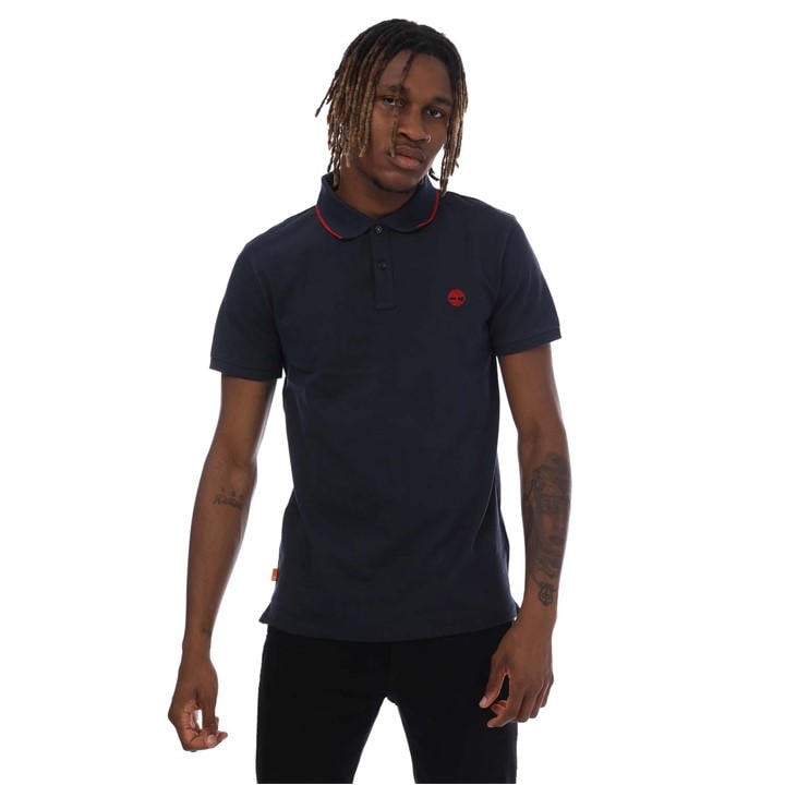 Timberland Millers River Printed Neck Polo Shirt – Blue