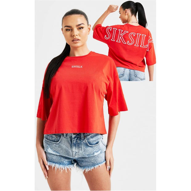 T-shirt Donna SikSilk Divergente Crop Top Nera, UK10 Small, Scollo Tondo, Maniche Corte - Foto 5