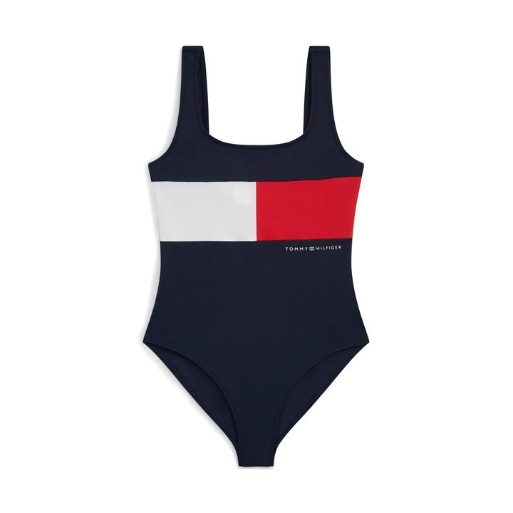 Tommy Hilfiger Girls Blue Kids' Scoop Neck Swimsuit