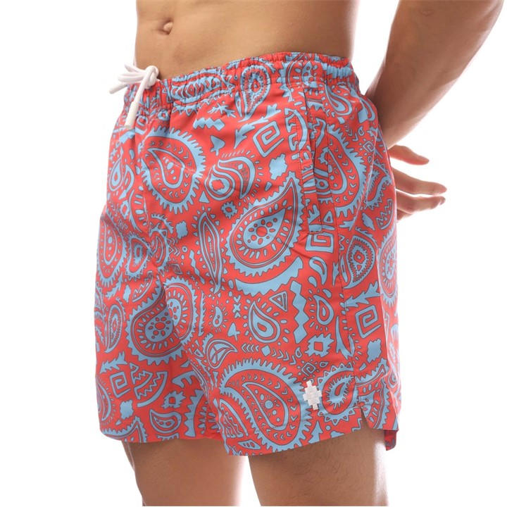 Marcelo Burlon Men's Red Paisley Swimming Shorts Extra Small