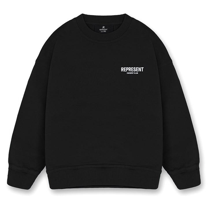 Represent Unisex Kids Black Mini Owners Club Cotton Long Sleeve Oversized Fit Crew Sweatshirt