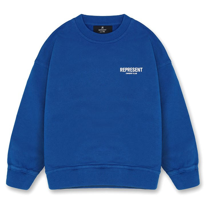 Represent Unisex Kids Blue Mini Owners Club Cotton Long Sleeve Oversized Fit Crew Sweatshirt