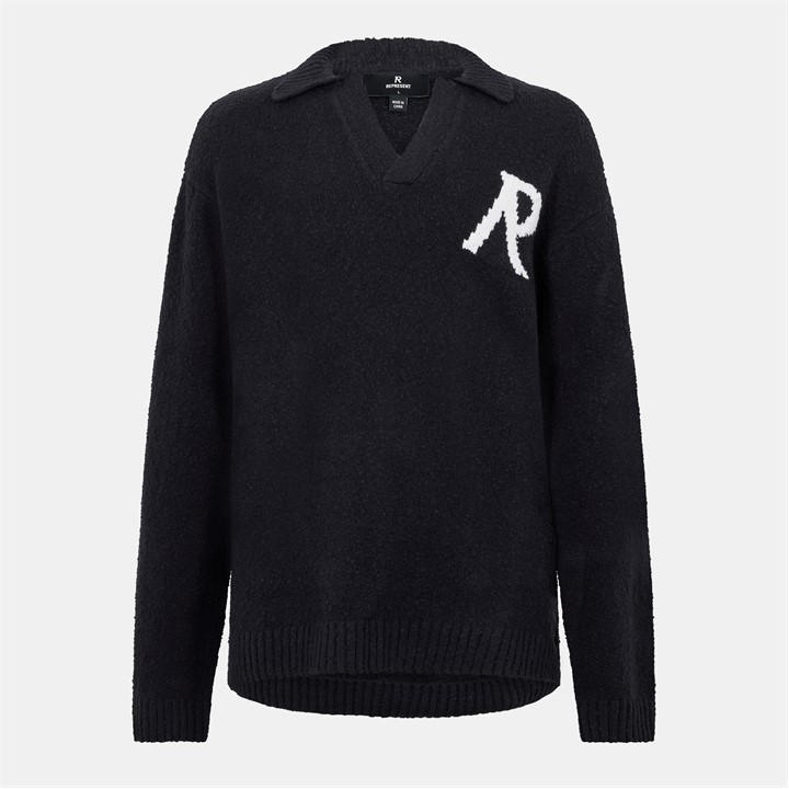 Represent Men's Black Rep R Boucle Polo Sn61