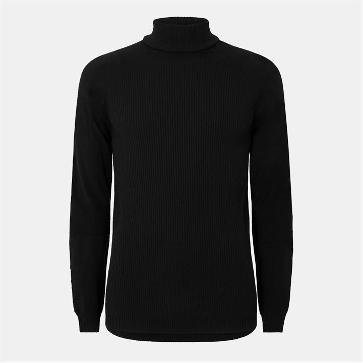 Moncler Grenoble Men's Black Grenoble Multi-Gauge Knit Tailored Fit Knitted Top