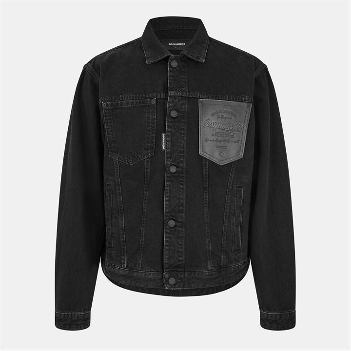 Dsquared2 Men's Black Logo Patch Denim Jacket
