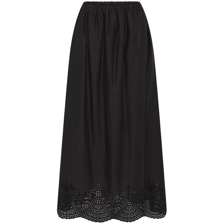 Posse Women's Black Beryl Embroidered High Rise Maxi Skirt - Size 10
