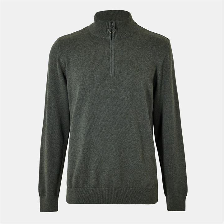 Barbour Men's Green Cotton Half-Zip Jumper