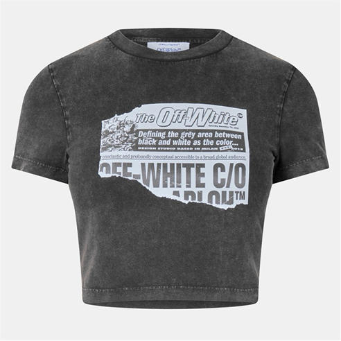 OFF WHITE - Women's Marble Cropped Fitted Baby Tee