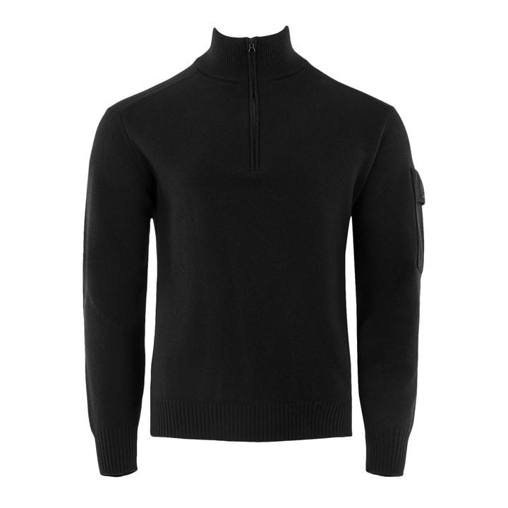 Cp Company Metropolis Men's Black Cotton Knit Half Zip Jumper 2XL