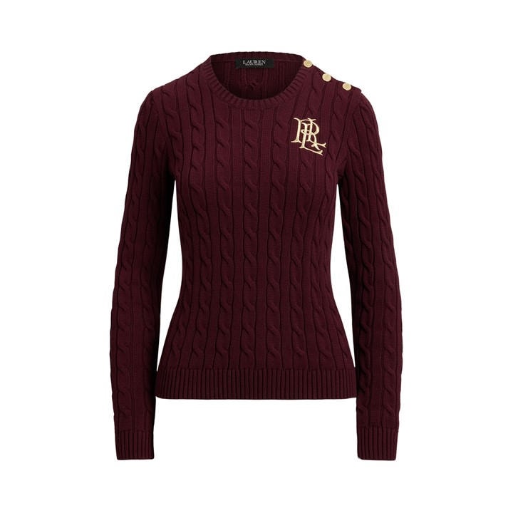 Lauren By Ralph Lauren Women's Red Montiva Knitted Crew Neck Jumper - Size 14