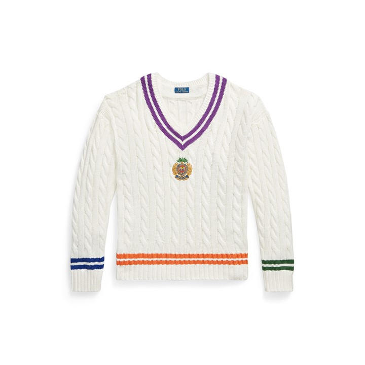 Polo Ralph Lauren Men's Cream Crew Neck Jumper - L