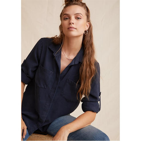 Bella Dahl - Women's Split Back Long-Sleeve Plain Shirt