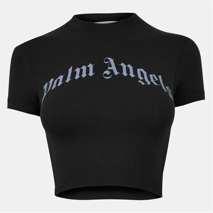 Palm Angels Women's Black Slim Fit Cropped Baby Tee - Size 14