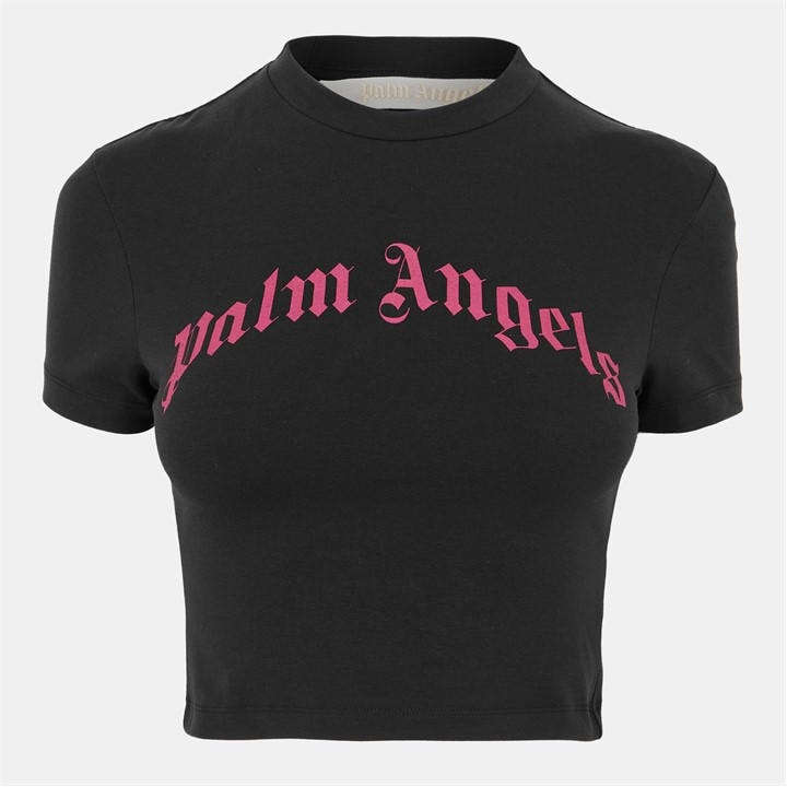 Palm Angels Women's Black Slim Fit Cropped Baby Tee - Size 14