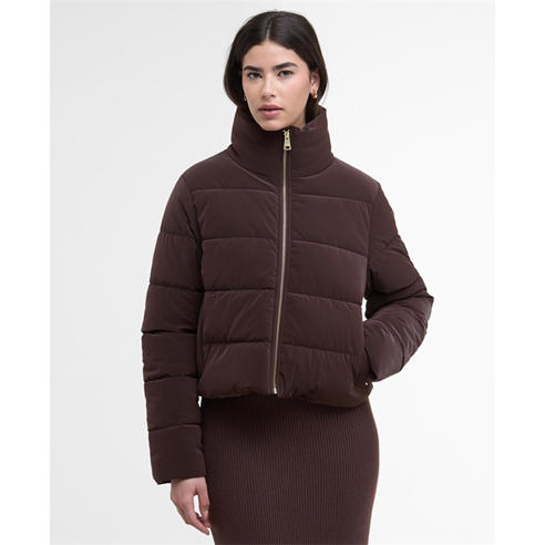 Barbour International - Womens Hudson Faux Velvet Long Sleeve Short Puffer Jacket