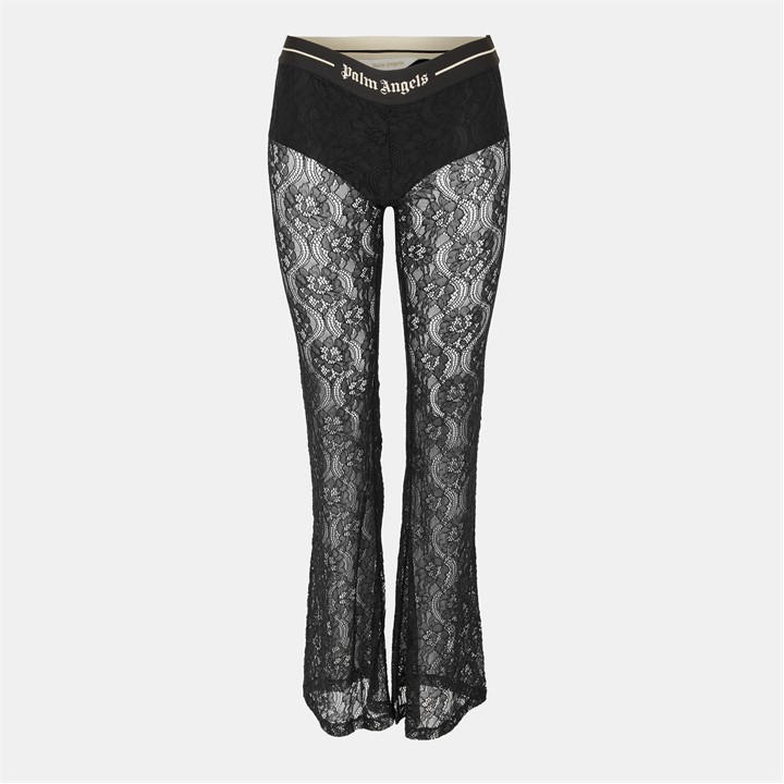 Palm Angels Women's Black Palm Lace Logo Pant Size 8