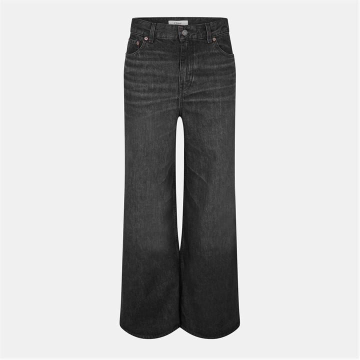 Chloe Women's Black Wide Jeans Ld54 Size 10