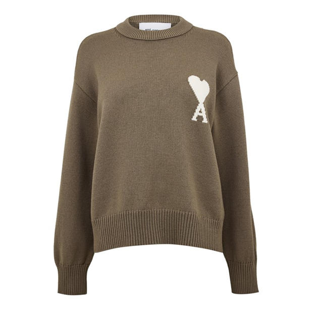 Ecru/Rouge - AMI PARIS - Women's ADC Crew Neck Jumper