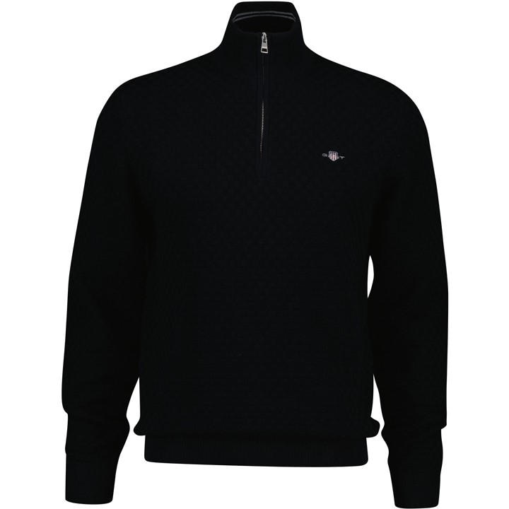 Gant Men's Black Shield Half Zip Jumper Large