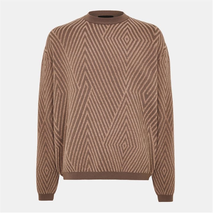 Emporio Armani Men's Beige Ribbed Crew Neck Jumper - XL
