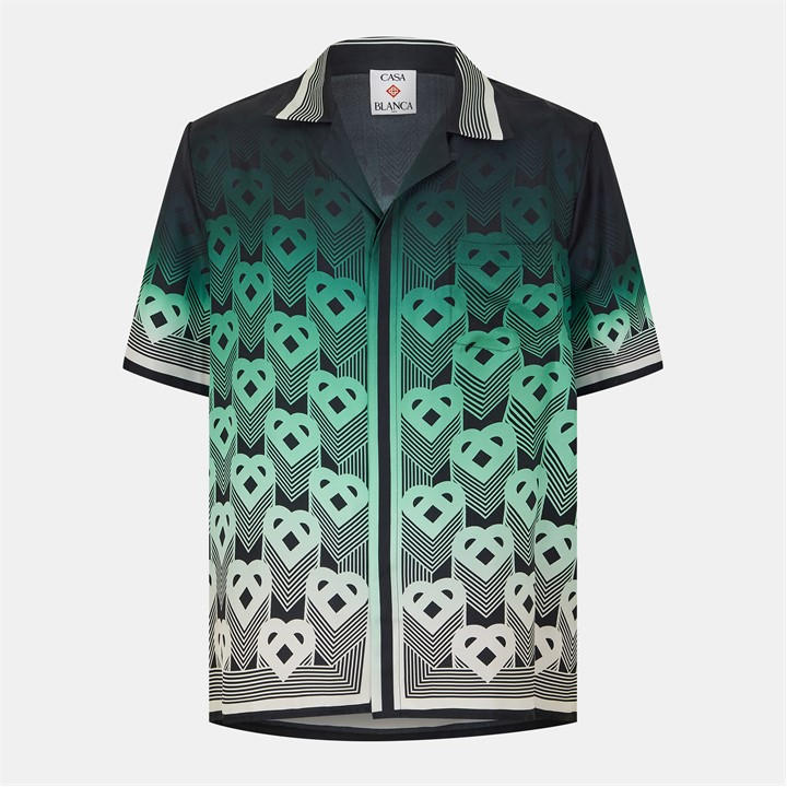 Casablanca Men's Black Casa Mono Silk Shirt Medium