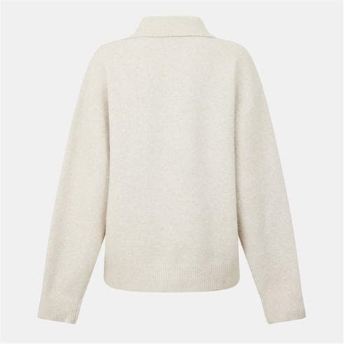 THE COUTURE CLUB - Women's Fluffy Knitted Long Sleeve Polo Shirt