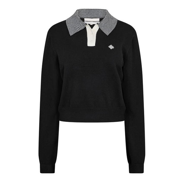 Beige - THE COUTURE CLUB - Womens Striped Collar Polo Shirt