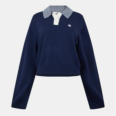 THE COUTURE CLUB - Womens Striped Collar Polo Shirt