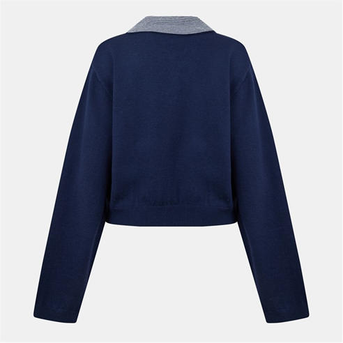 THE COUTURE CLUB - Womens Striped Collar Polo Shirt