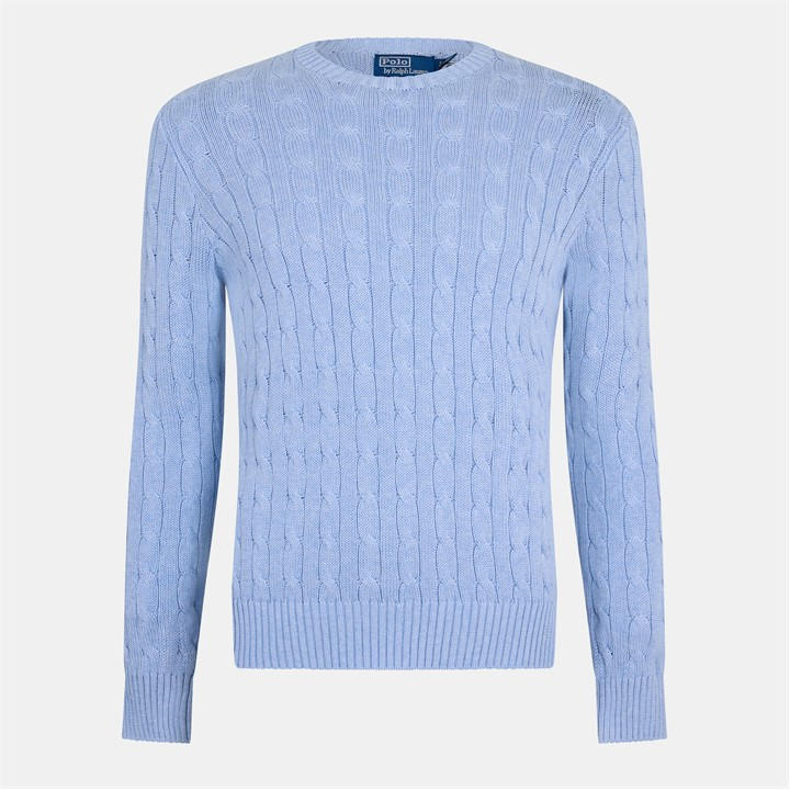 Ralph Lauren Men's Blue Knitted Crew Neck Jumper - L