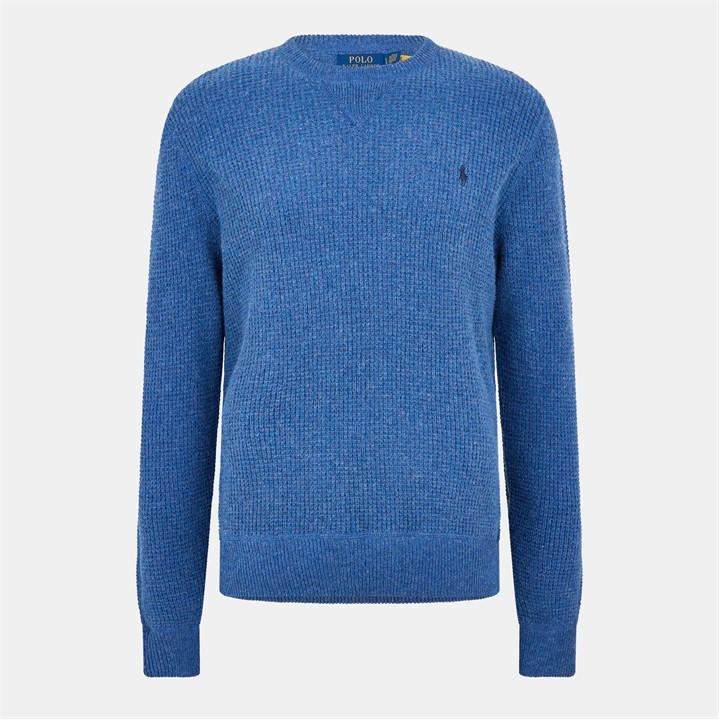 Polo Ralph Lauren Men's Blue Cotton Wool Crew Neck Jumper - L