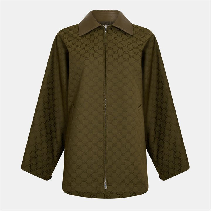 Gucci Women's Green Structured Athletic Tailored Fit Bomber Jacket - Size 10